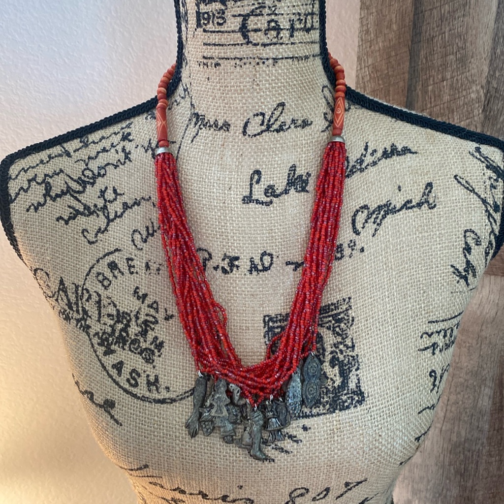 Unique Piece! Coral /Silver Necklace
